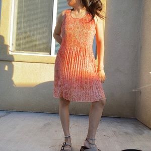 Vintage Pink Floral Paisley Ribbed Slip On Dress Size S